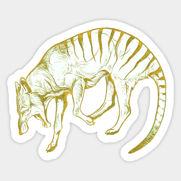 Golden Thylacine Sticker by charamath